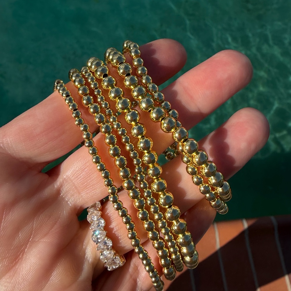 Elegant 14k Gold plated Beaded Bracelet Set of 6